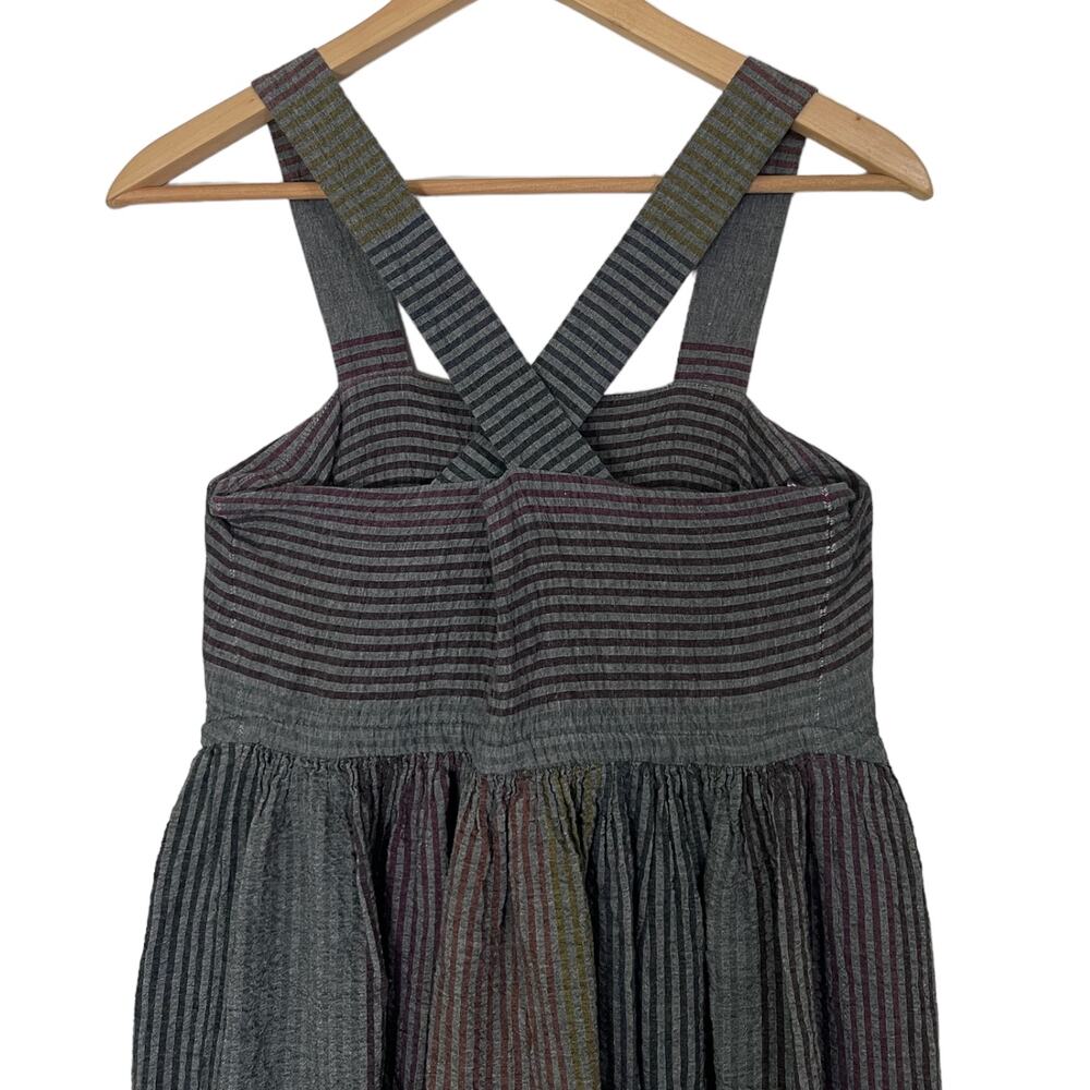 Sita Murt Striped Crepe Midi Dress Lightweight Comfy Cross Back BOHO Size Small - Picture 7 of 11
